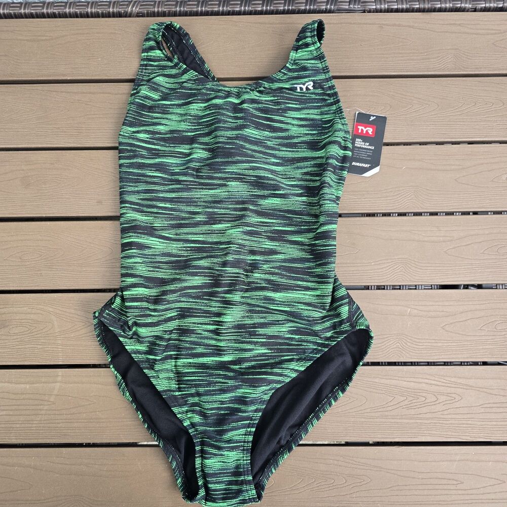 TYR Women's Durafast Elite Fizzy Green Maxfit One Piece Women Swim Sz 40 New